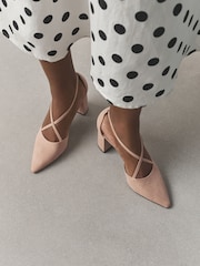 Nude Standard/Wide Fit Forever Comfort® Cross Strap Block Heel Shoes - Image 3 of 9