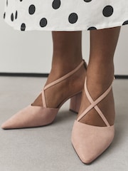 Nude Standard/Wide Fit Forever Comfort® Cross Strap Block Heel Shoes - Image 5 of 9