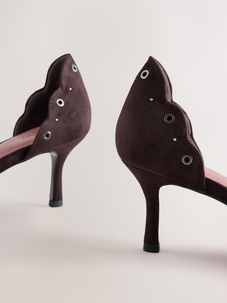 Chocolate Brown Forever Comfort® Faux Suede Eyelet Two Part Point Toe Heels - Image 9 of 9 Chocolate Brown Forever Comfort® Faux Suede Eyelet Two Part Point Toe Heels - Image 9 of 9