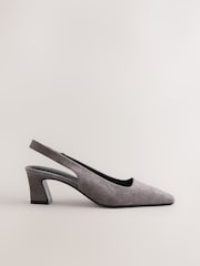 Grey Forever Comfort® Suede Slingback Block Heels - Image 1 of 9