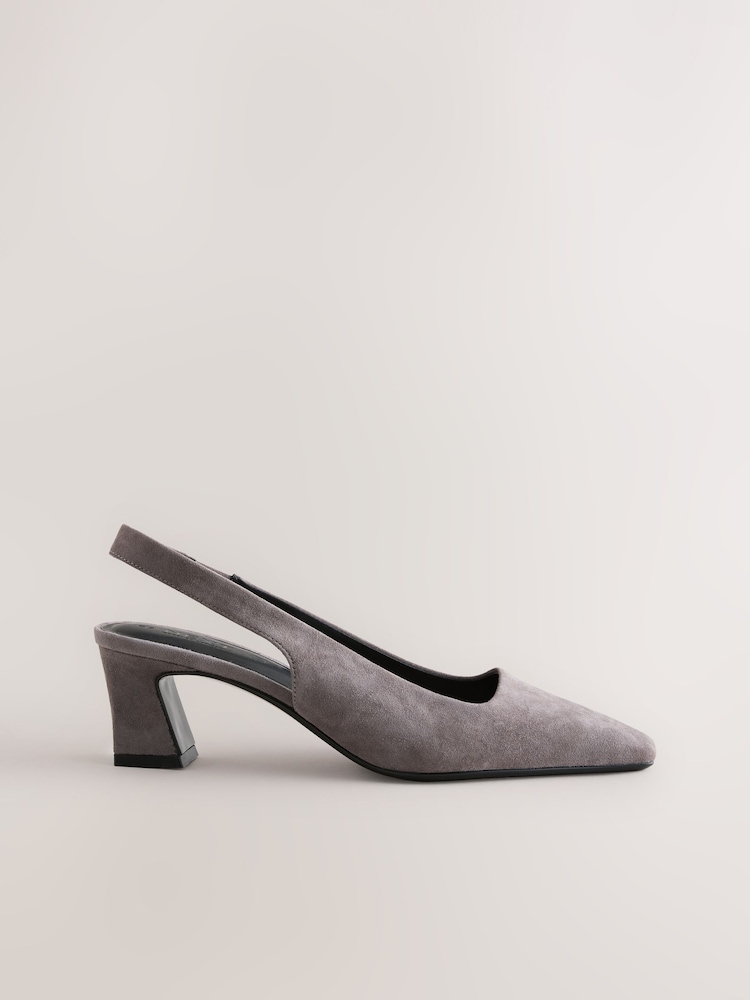 Grey Forever Comfort® Suede Slingback Block Heels - Image 1 of 9