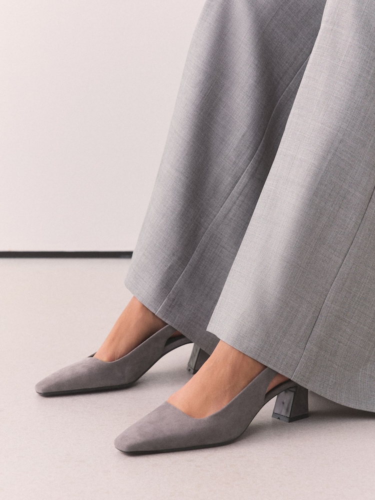 Grey Forever Comfort® Suede Slingback Block Heels - Image 2 of 9