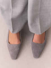 Grey Forever Comfort® Suede Slingback Block Heels - Image 4 of 9