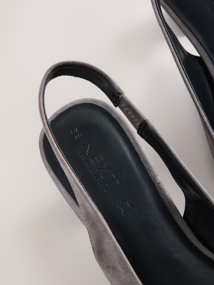 Grey Forever Comfort® Suede Slingback Block Heels - Image 9 of 9