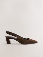 Chocolate Brown Forever Comfort® Suede Slingback Block Heels - Image 1 of 9