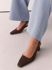 Chocolate Brown Forever Comfort® Suede Slingback Block Heels - Image 4 of 9