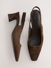 Chocolate Brown Forever Comfort® Suede Slingback Block Heels - Image 6 of 9