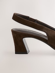 Chocolate Brown Forever Comfort® Suede Slingback Block Heels - Image 7 of 9