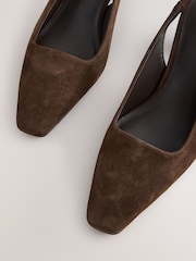 Chocolate Brown Forever Comfort® Suede Slingback Block Heels - Image 8 of 9