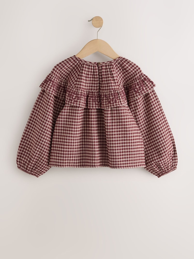 Chocolate Brown Check Ruffle Blouse (3-16yrs) - Image 6 of 6