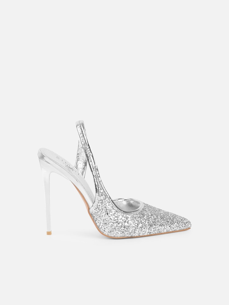 Simmi London Silver Hollie Slingback Court Shoes - Image 2 of 4 Simmi London Silver Hollie Slingback Court Shoes - Image 2 of 4