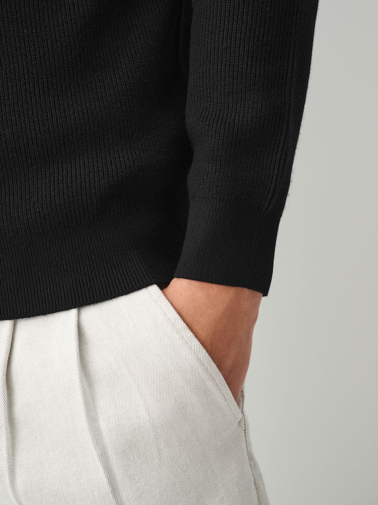 Μαύρο - Essential Textured Knitted Jumper - Εικόνα 6 του 6