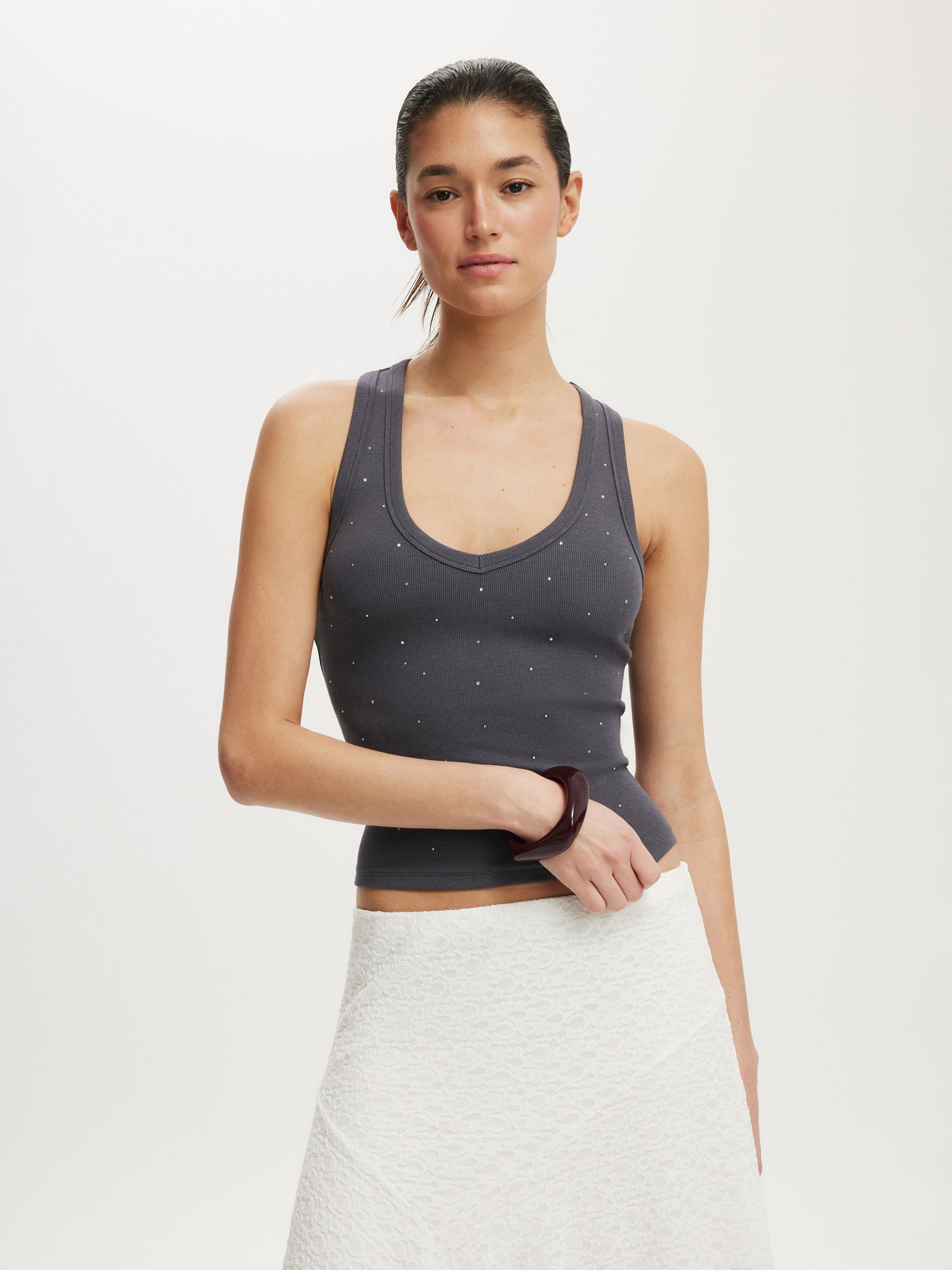 Buy Cotton On Blue Diamante Racer Back Top from Next USA