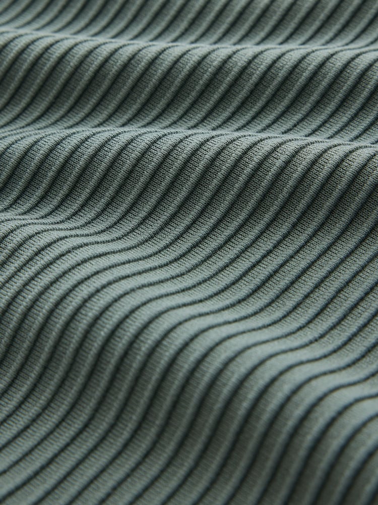 Green Textured Smart Zip Neck Polo Shirt - Image 7 of 7 Green Textured Smart Zip Neck Polo Shirt - Image 7 of 7
