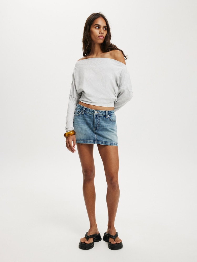 Cotton On Grey Peyton Off Shoulder Long Sleeve Top - Image 1 of 4 Cotton On Grey Peyton Off Shoulder Long Sleeve Top - Image 1 of 4