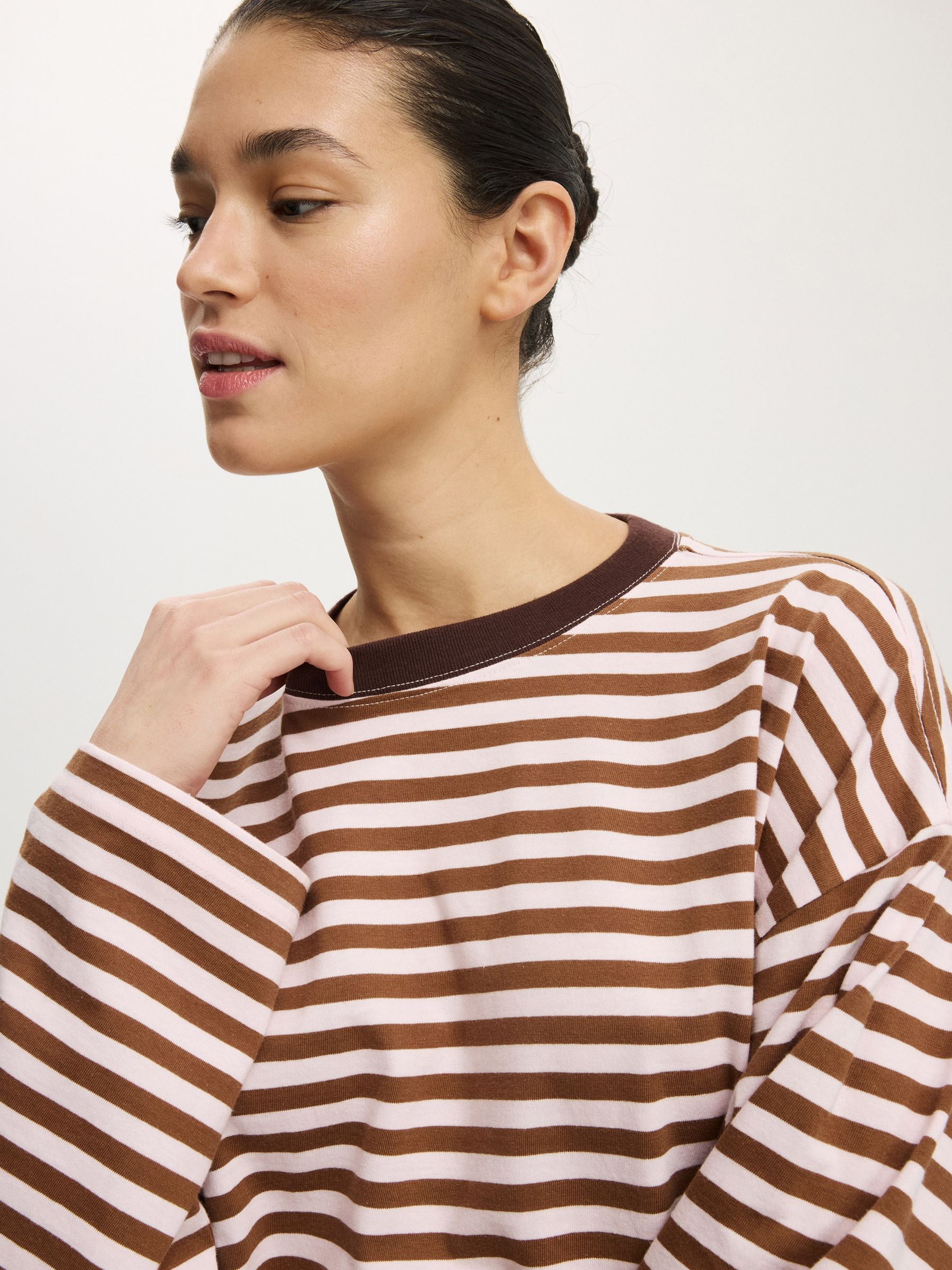 Buy Cotton On Purple & Grey/ Stripey Oversized Boxy Long Sleeve T