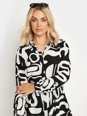 Schwarz - Yours Curve LIMITED COLLECTION Abstract Print Longline Shirt - Bild 3 von 4
