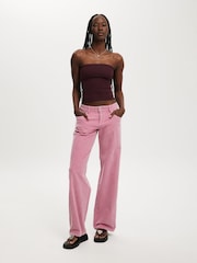 Bomull med låg midja, raka manchesterbyxor - Bild 1 av 4