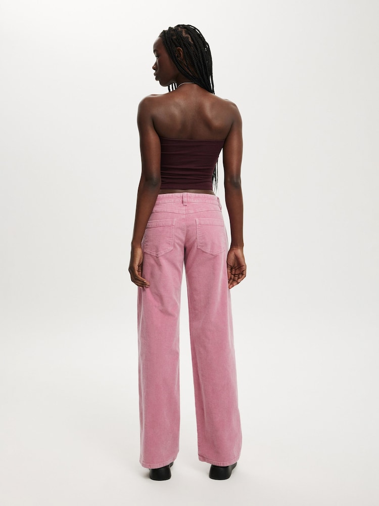 Cotton On Pink Low Rise Straight Cord Trousers - Image 2 of 4 Cotton On Pink Low Rise Straight Cord Trousers - Image 2 of 4
