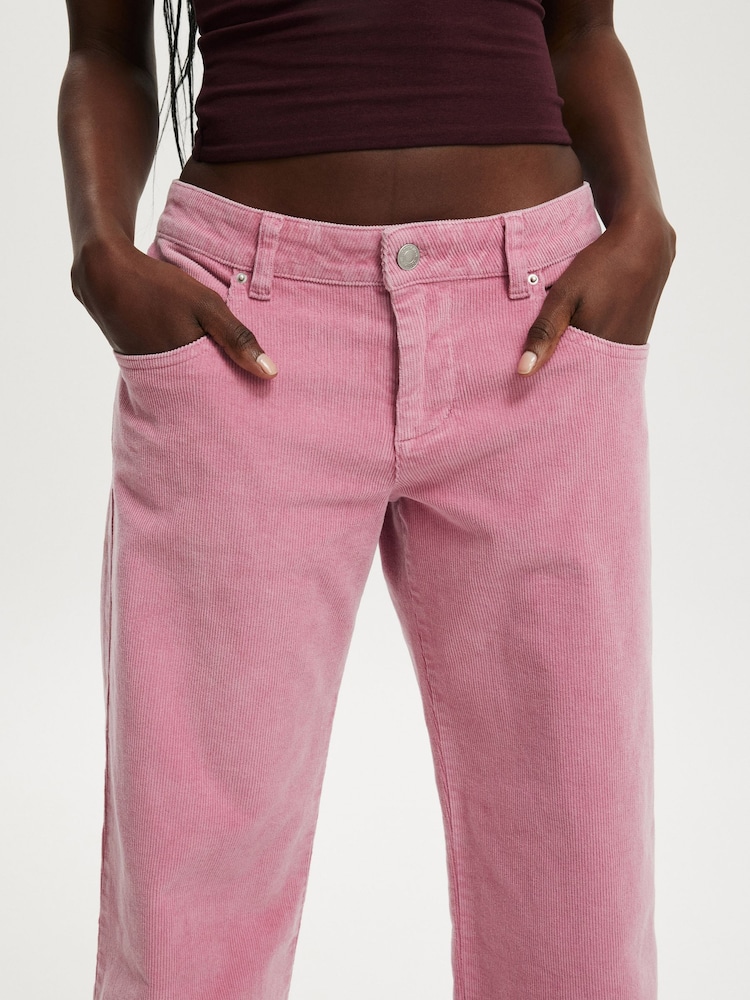 Cotton On Pink Low Rise Straight Cord Trousers - Image 4 of 4 Cotton On Pink Low Rise Straight Cord Trousers - Image 4 of 4