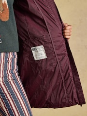 Joules Moorsdale Burgundy Red Mid Length Showerproof Padded Coat with Hood - Image 7 of 9
