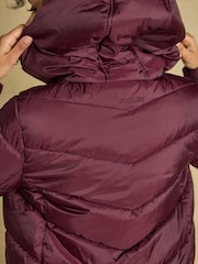 Joules Moorsdale Burgundy Red Mid Length Showerproof Padded Coat with Hood - Image 8 of 9