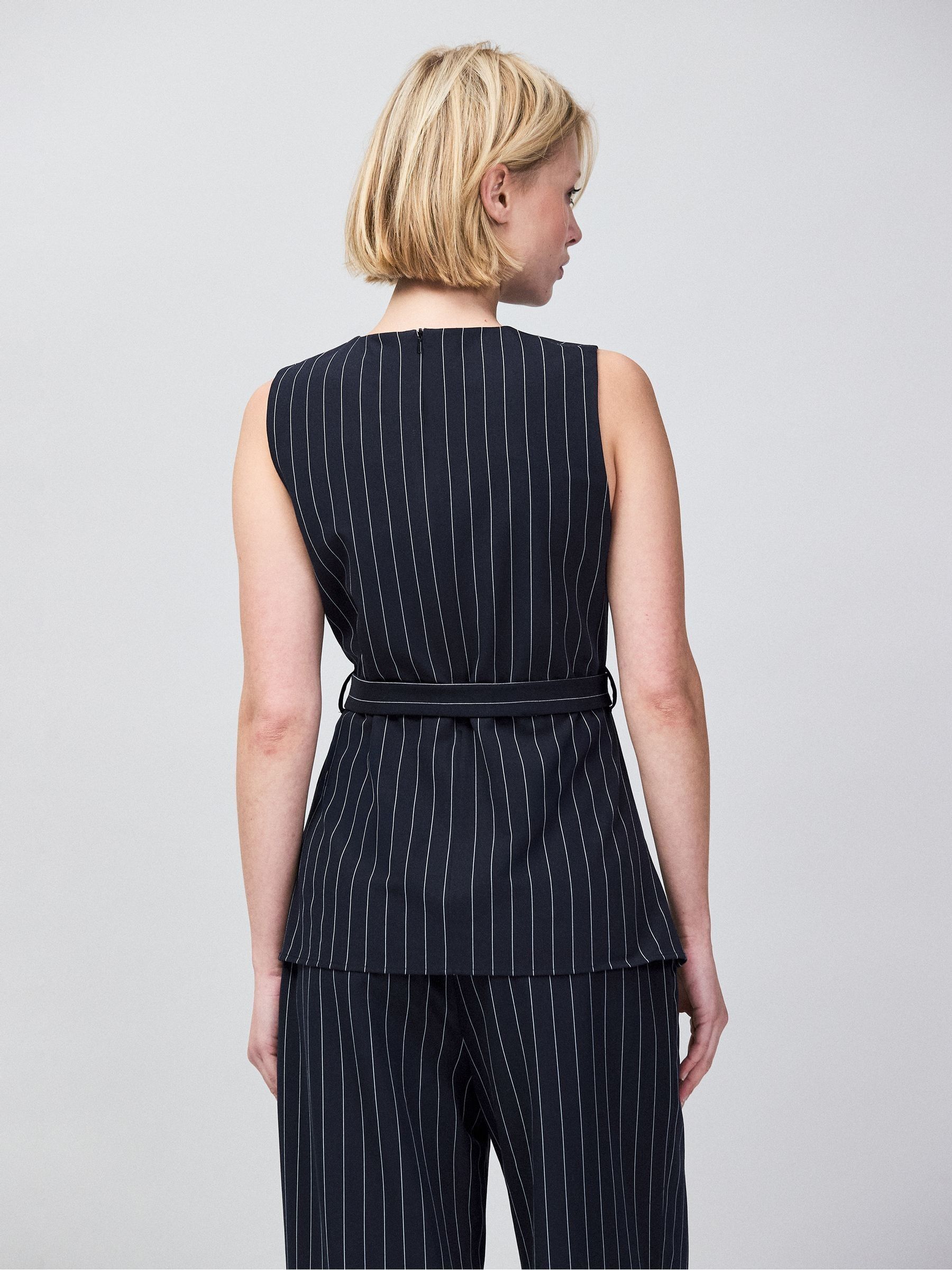 Buy Ro&Zo Blue Pinstripe Tailored Long Line Top from the Next UK