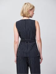 Ro&Zo Blue Pinstripe Tailored Long Line Top - Image 2 of 4