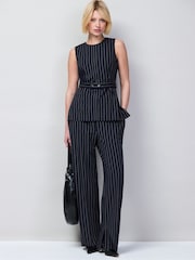 Ro&Zo Blue Pinstripe Tailored Long Line Top - Image 3 of 4