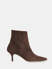 Whistles Brown Suede Pointed Kitten Heel Boots - Image 2 of 4