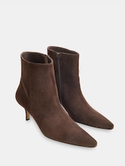 Whistles Brown Suede Pointed Kitten Heel Boots - Image 3 of 4