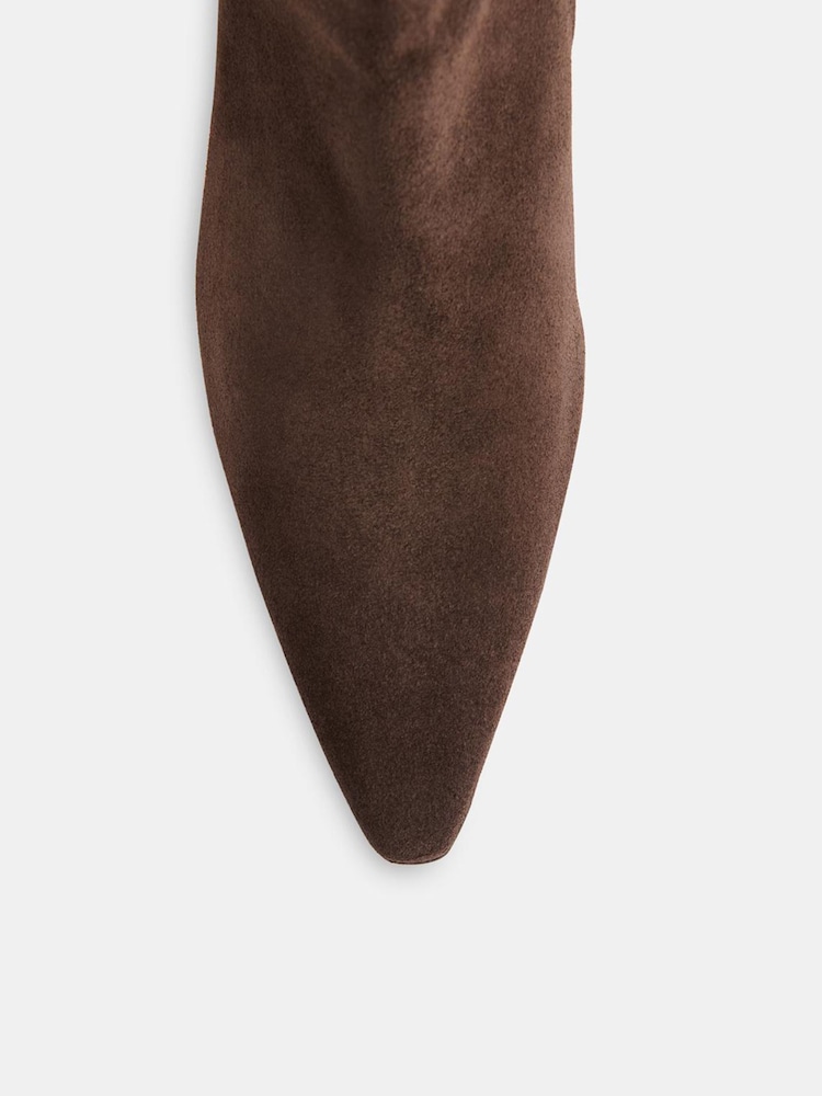 Whistles Brown Suede Pointed Kitten Heel Boots - Image 4 of 4