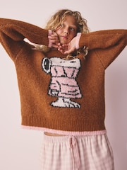 Rust Brown Crew Knit Snoopy Jumper - Image 1 of 8