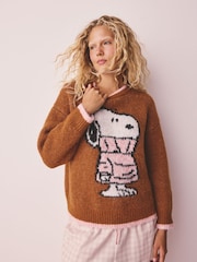 Rust Brown Crew Knit Snoopy Jumper - Image 3 of 8