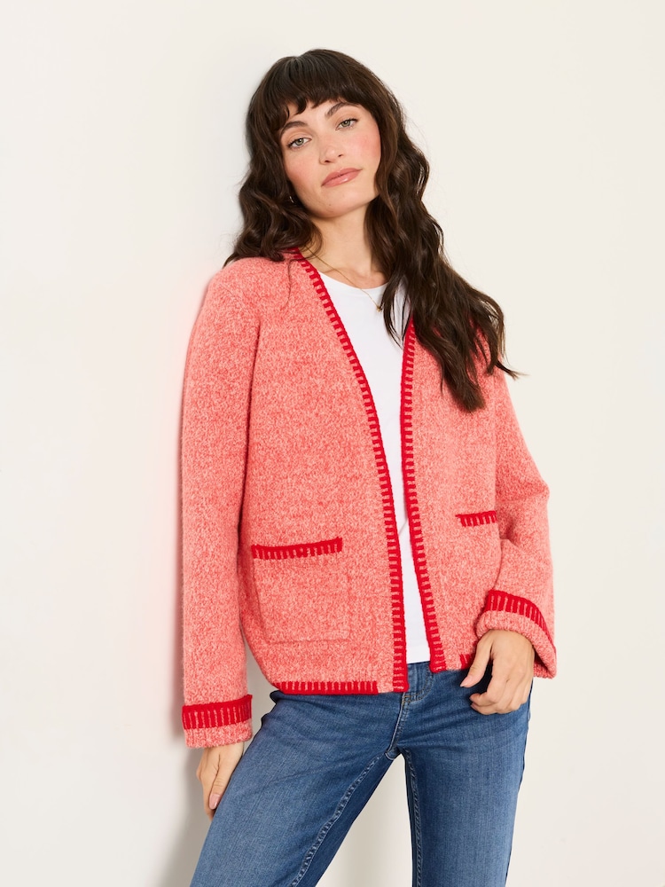 FatFace Hattie Red Knitted Edge to Edge Cardigan - Image 1 of 6 FatFace Hattie Red Knitted Edge to Edge Cardigan - Image 1 of 6