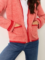 FatFace Hattie Red Knitted Edge to Edge Cardigan - Image 3 of 6