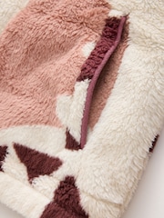 Cream Geometric Half Zip Borg Fleece - Image 8 of 9