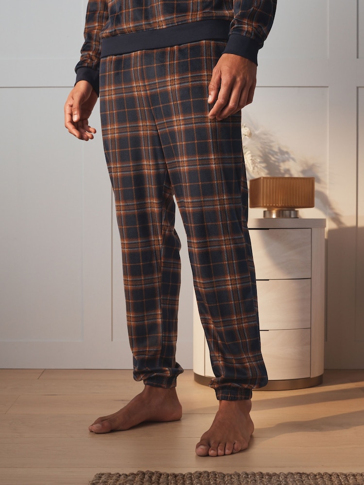 Navy Microfleece Long Sleeve Pyjamas Set - Image 2 of 8 Navy Microfleece Long Sleeve Pyjamas Set - Image 2 of 8