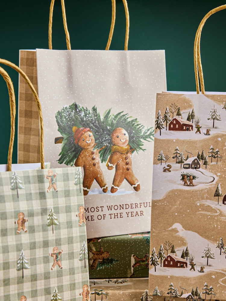 Green and Natural Gingerbread 6 Pack Gift Bag - Image 1 of 3