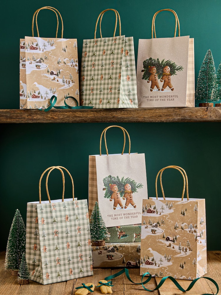 Green and Natural Gingerbread 6 Pack Gift Bag - Image 2 of 3