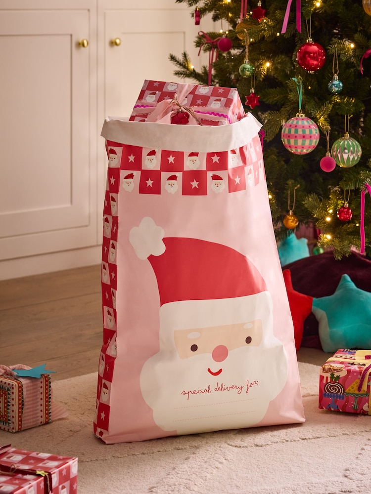 Pink Santa Icon Christmas Large Santa Sack - Image 1 of 3 Pink Santa Icon Christmas Large Santa Sack - Image 1 of 3