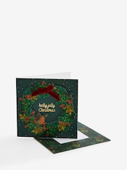 Green Festive Robin Luxury 6 Pack Christmas Cards - Image 3 of 3
