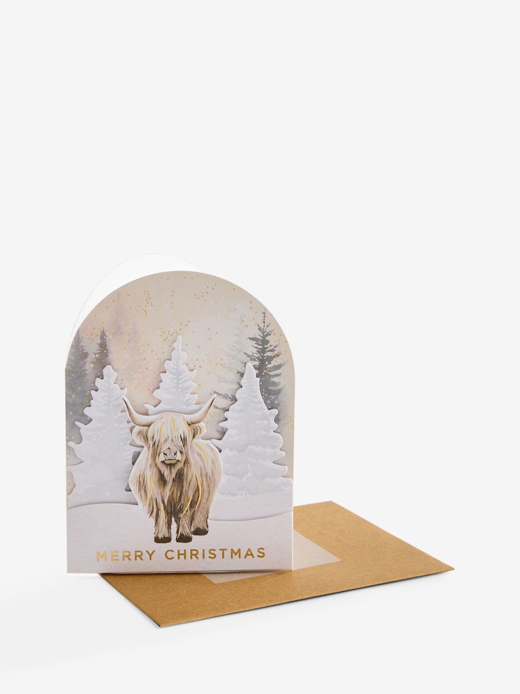 Gold Glam Hamish the Highland Cow Luxury 6 Pack Christmas Cards - Image 1 of 1
