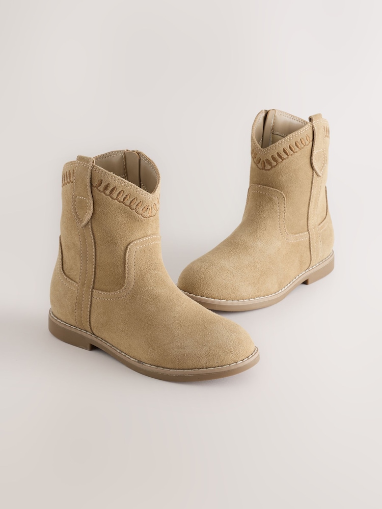 Marron fauve - Bottines style western en daim - Image 1 de 5 Marron fauve - Bottines style western en daim - Image 1 de 5