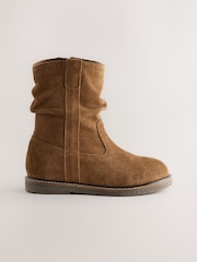 Tan Brown Suede Standard Fit (F) Slouch Boots - Image 2 of 5