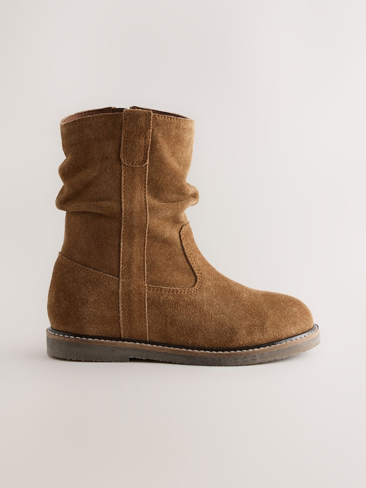 Tan Brown Suede Standard Fit (F) Slouch Boots - Image 2 of 5 Tan Brown Suede Standard Fit (F) Slouch Boots - Image 2 of 5