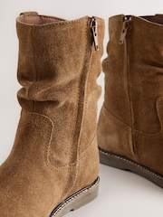 Tan Brown Suede Standard Fit (F) Slouch Boots - Image 4 of 5