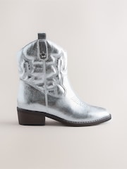 Silver Western Ankle Boots - Image 2 of 5