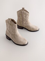 Mink Brown Faux Suede Western Ankle Boots - Image 1 of 5