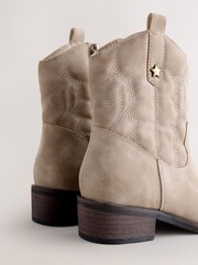 Mink Brown Faux Suede Western Ankle Boots - Image 3 of 5